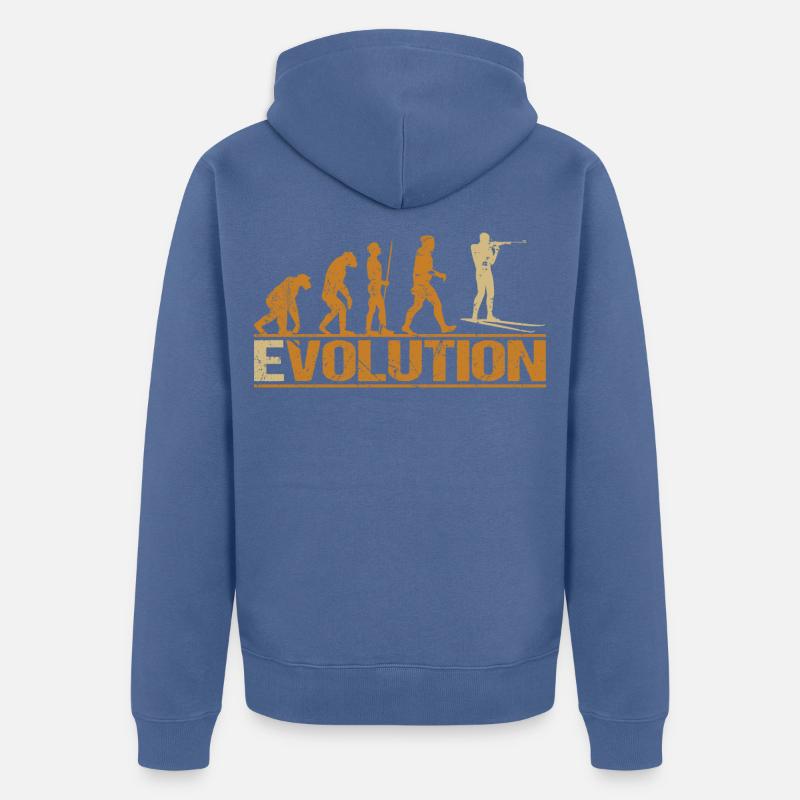 Biathlon Schießen Evolution - Unisex Premium Bio Zip Hoodie - Taubenblau