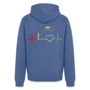 Drachensteigen Drachen Steigen Herzschlag Vintage - Unisex Premium Bio Zip Hoodie - Taubenblau - Hinten - Nico (187cm)