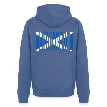 Ecosse Code à barres made in Drapeau Blason - Veste à capuche bio Premium Unisexe - bleu pigeon - Dos - Nico (187cm)