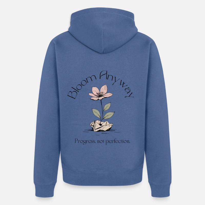 Bloom Anyway - Fleur - Veste à capuche bio Premium Unisexe - bleu pigeon