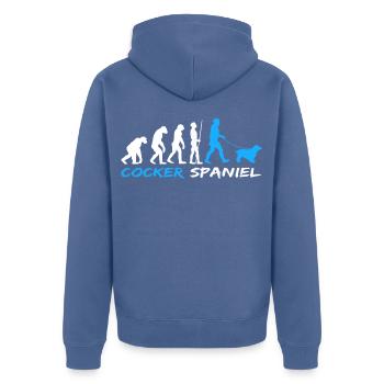 English Cocker Spaniel Dog Owner Evolution - Unisex Premium Organic Zip Hoodie - stone blue - Back - Nico (187cm)