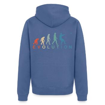 Hammer Throw Hammer Throw Men Evolution Retro - Unisex Premium Organic Zip Hoodie - stone blue - Back - Nico (187cm)