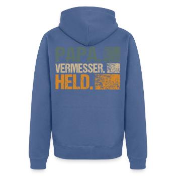 Vermesser Geometer Papa Held Geschenkidee - Unisex Premium Bio Zip Hoodie - Taubenblau - Hinten - Nico (187cm)