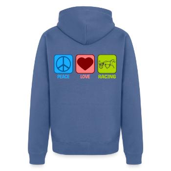 Harnais Racing Peace Love - Veste à capuche bio Premium Unisexe - bleu pigeon - Dos - Nico (187cm)