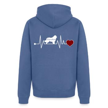 Neufundländer Herzschlag Geschenk - Unisex Premium Bio Zip Hoodie - Taubenblau - Hinten - Nico (187cm)