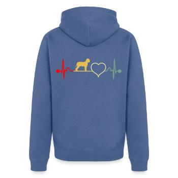 Lagotto Romagnolo Heartbeat Vintage - Unisex Premium Organic Zip Hoodie - stone blue - Back - Nico (187cm)