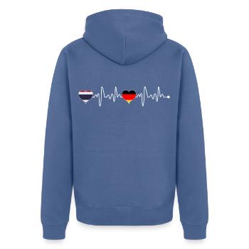 Thailand Germany Flag Heart Heartbeat - Unisex Premium Organic Zip Hoodie - stone blue - Back - Nico (187cm)