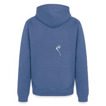 Baguette - Ornement - Blanc vectoriel - Veste à capuche bio Premium Unisexe - bleu pigeon - Dos - Nico (187cm)