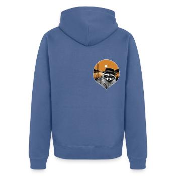 Waschbär mit Hut - Unisex Premium Bio Zip Hoodie - Taubenblau - Hinten - Nico (187cm)