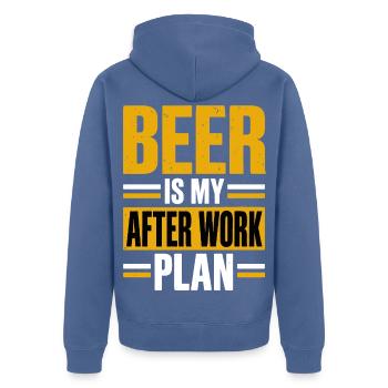 Bier Humor Bierliebe Spruch Bierfan Geschenk - Unisex Premium Bio Zip Hoodie - Taubenblau - Hinten - Nico (187cm)