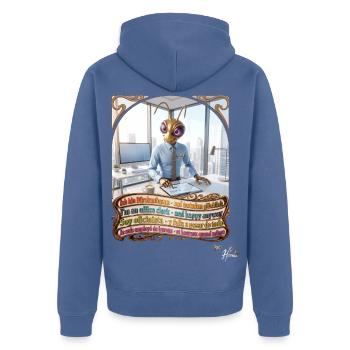 Heuschrecke JOGUE Bürokaufmann Kaufmann Pop Art - Unisex Premium Bio Zip Hoodie - Taubenblau - Hinten - Nico (187cm)