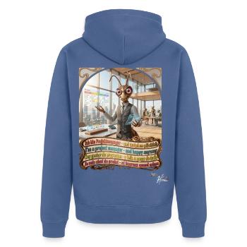 Heuschrecke JOGUE Projektmanager PM Büro Pop Art - Unisex Premium Bio Zip Hoodie - Taubenblau - Hinten - Nico (187cm)