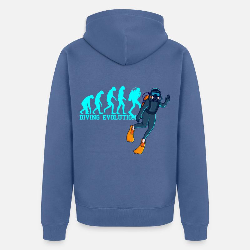 DIVING EVOLUTION Rebreather Tauchen Geschenk - Unisex Premium Bio Zip Hoodie - Taubenblau