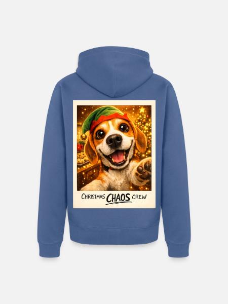 Christmas Chaos Crew Beagle Selfie - Unisex Premium Bio Zip Hoodie - Taubenblau