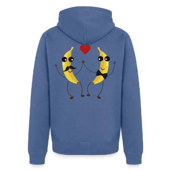 Die Bananen-Liebhaber - Unisex Premium Bio Zip Hoodie - Taubenblau - Hinten - Nico (187cm)