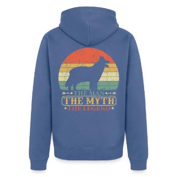 Chodsky Pes Böhmischer Schäferhund Papa Spruch - Unisex Premium Bio Zip Hoodie - Taubenblau - Hinten - Nico (187cm)