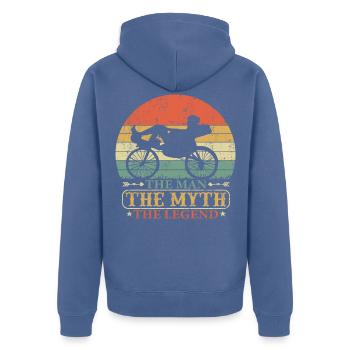 Liegerad Liegefahrrad Papa Spruch Vintage - Unisex Premium Bio Zip Hoodie - Taubenblau - Hinten - Nico (187cm)