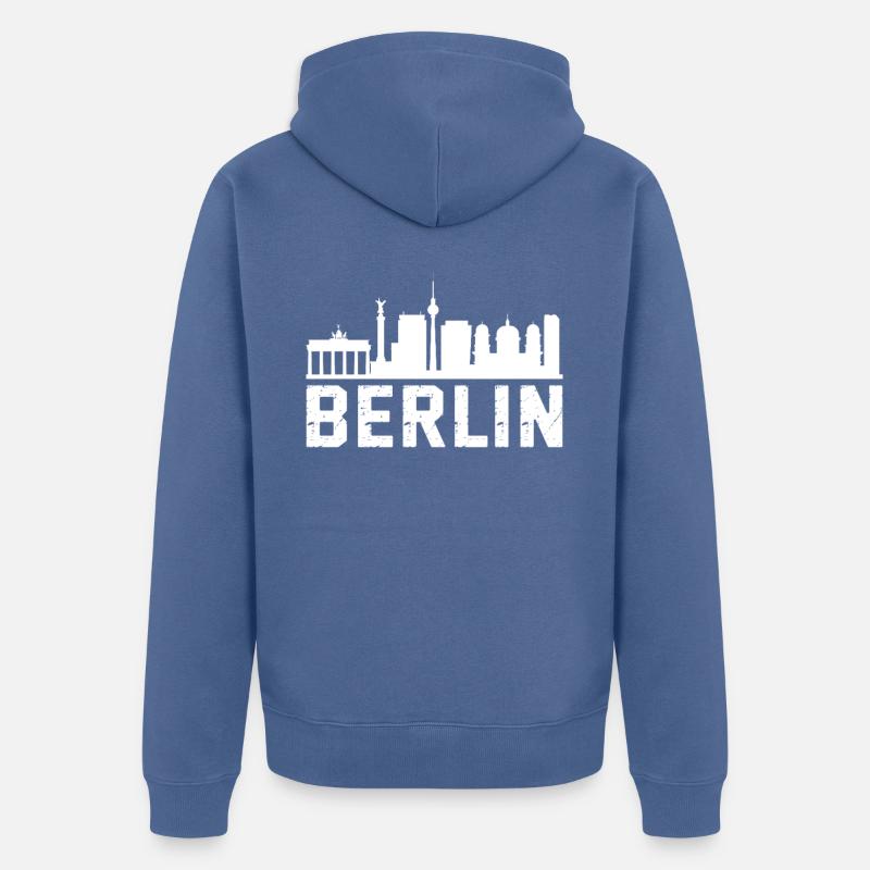 Horizon de Berlin - Veste à capuche bio Premium Unisexe - bleu pigeon