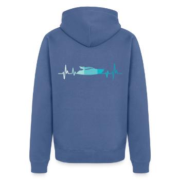 Boot herzschlag Retro Yacht kapitän - Unisex Premium Bio Zip Hoodie - Taubenblau - Hinten - Nico (187cm)