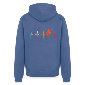 Retro Skater herzschlag skateboard t-shirt skater - Unisex Premium Bio Zip Hoodie - Taubenblau - Hinten - Nico (187cm)
