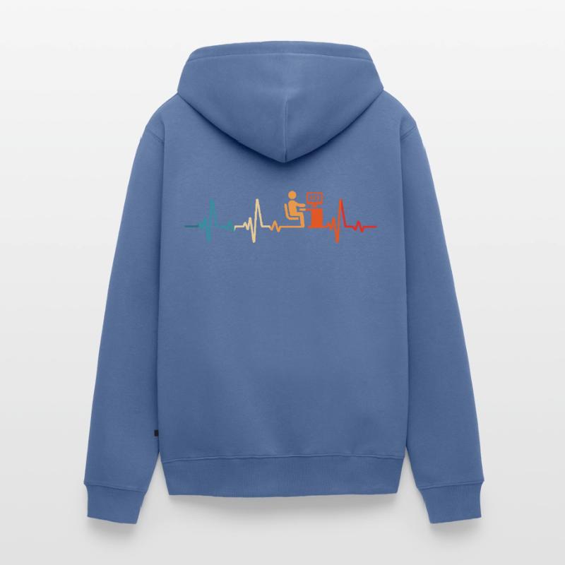 Programmer Retro Heartbeat Computer Scientist code Unisex Premium Organic Zip Hoodie