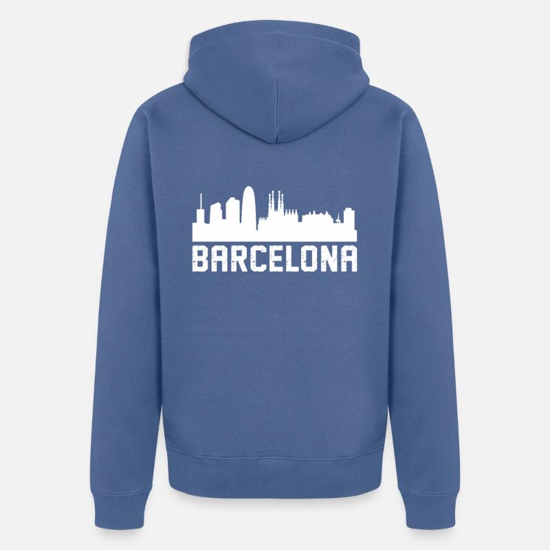Horizon de Barcelone - Veste à capuche bio Premium Unisexe - bleu pigeon