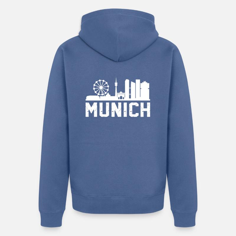 Horizon de Munich - Veste à capuche bio Premium Unisexe - bleu pigeon