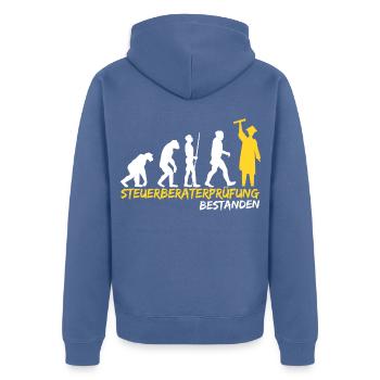 Steuerberater Prüfung bestanden Bestandene Lustig - Unisex Premium Bio Zip Hoodie - Taubenblau - Hinten - Nico (187cm)
