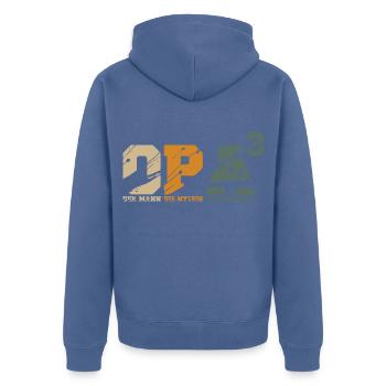 Opa hoch 3 werdender dreifacher drei Enkel - Unisex Premium Bio Zip Hoodie - Taubenblau - Hinten - Nico (187cm)
