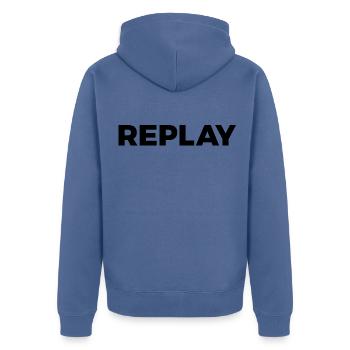 REPLAY - Unisex Premium Organic Zip Hoodie - stone blue - Back - Nico (187cm)