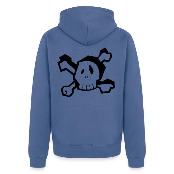 Funny skull - Unisex Premium Organic Zip Hoodie - stone blue - Back - Nico (187cm)