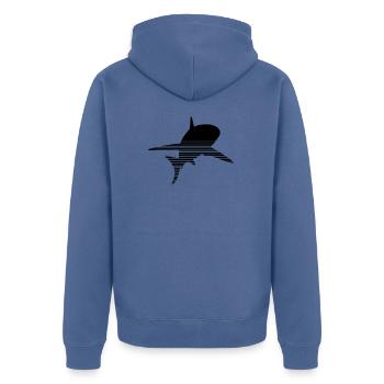 Shark - Unisex Premium Organic Zip Hoodie - stone blue - Back - Nico (187cm)