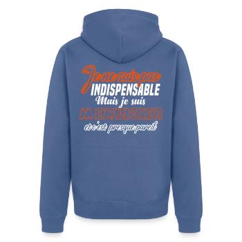 Menuisier humour cadeau métier original - Veste à capuche bio Premium Unisexe - bleu pigeon - Dos - Nico (187cm)