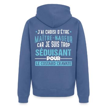 Maître nageur idée cadeau métier aquatique drôle - Veste à capuche bio Premium Unisexe - bleu pigeon - Dos - Nico (187cm)