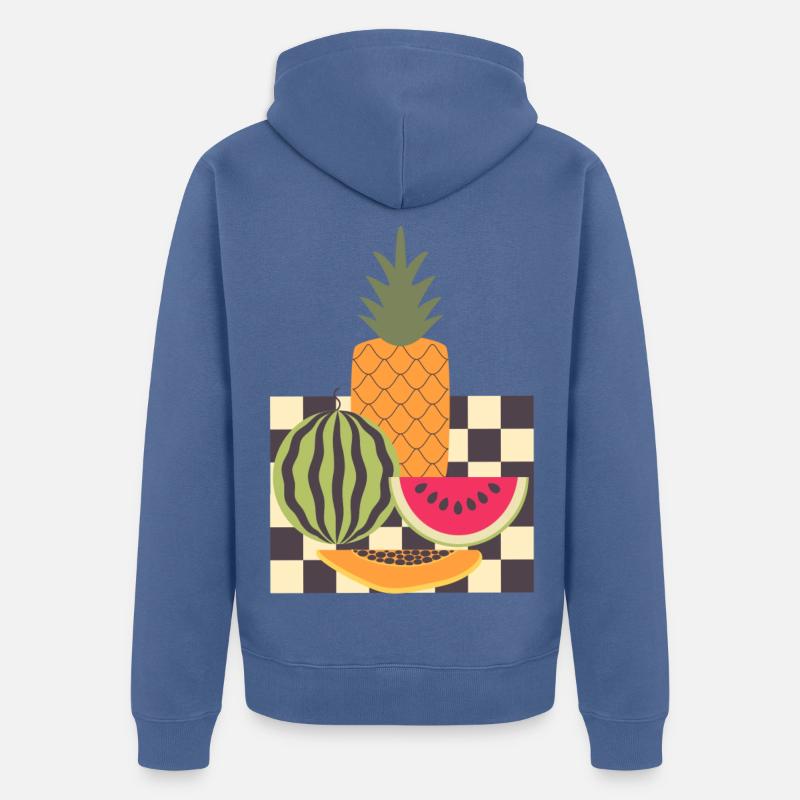 Fruit abstrait et géométrie - Veste à capuche bio Premium Unisexe - bleu pigeon