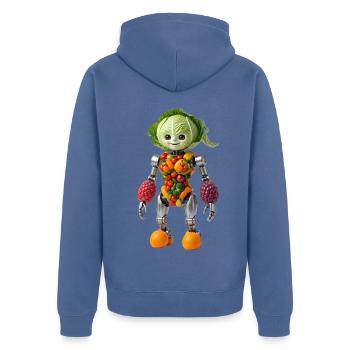 Robot Chou | Design artistique créatif pour la nourriture - Veste à capuche bio Premium Unisexe - bleu pigeon - Dos - Nico (187cm)