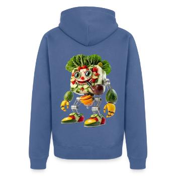 Mignonne pipe de smoking robot végétarien - Veste à capuche bio Premium Unisexe - bleu pigeon - Dos - Nico (187cm)