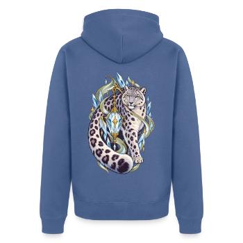 Kristall Leopard Fabelwelt - Unisex Premium Bio Zip Hoodie - Taubenblau - Hinten - Nico (187cm)