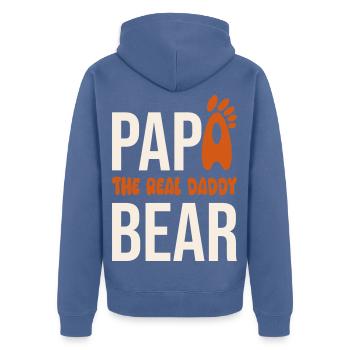 Papa Bear: El Real Daddy - Unisex Premium Bio Zip Hoodie - Taubenblau - Hinten - Nico (187cm)