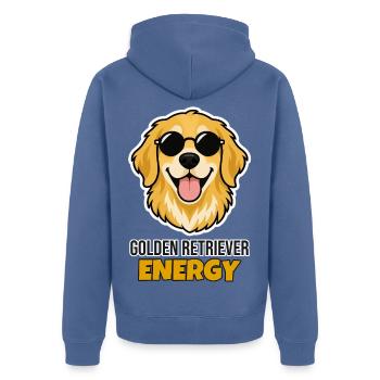 Golden Retriever Energy – Hund mit Sonnenbrille - Unisex Premium Bio Zip Hoodie - Taubenblau - Hinten - Nico (187cm)