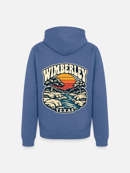 Texas Wimberley Sonnenuntergang Fluss - Unisex Premium Bio Zip Hoodie - Taubenblau