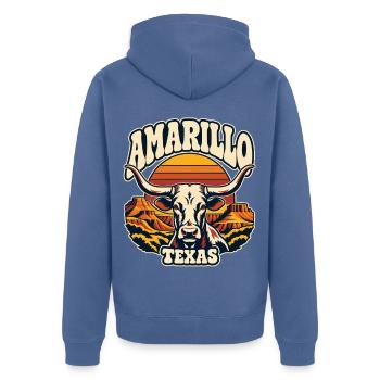 Amarillo Texas Sonnenuntergang - Unisex Premium Bio Zip Hoodie - Taubenblau - Hinten - Nico (187cm)