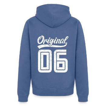 2006 Original 06 geboren 2006 - Unisex Premium Bio Zip Hoodie - Taubenblau - Hinten - Nico (187cm)