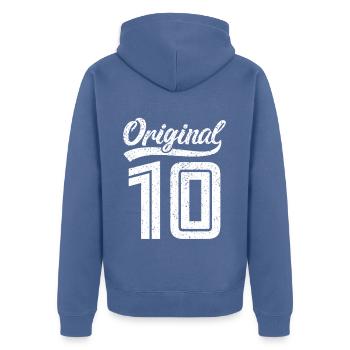 2010 Original 10 geboren 2010 - Unisex Premium Bio Zip Hoodie - Taubenblau - Hinten - Nico (187cm)