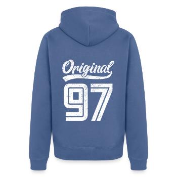1997 Original 97 geboren 1997 - Unisex Premium Bio Zip Hoodie - Taubenblau - Hinten - Nico (187cm)