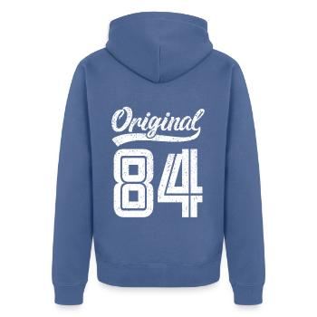 1984 Original 84 geboren 1984 - Unisex Premium Bio Zip Hoodie - Taubenblau - Hinten - Nico (187cm)