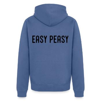 easy peasy - Unisex Premium Organic Zip Hoodie - stone blue - Back - Nico (187cm)