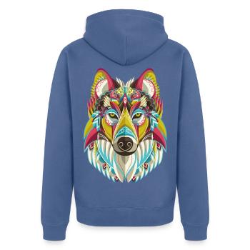 colored wolf - Unisex Premium Organic Zip Hoodie - stone blue - Back - Nico (187cm)