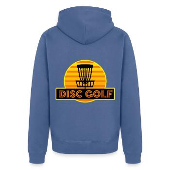 disc golf - Unisex Premium Organic Zip Hoodie - stone blue - Back - Nico (187cm)