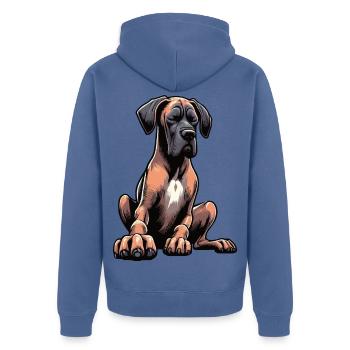 Grand Dogue Propriétaire de Dogue Grand Dane Fan de Grand Dogue - Veste à capuche bio Premium Unisexe - bleu pigeon - Dos - Nico (187cm)